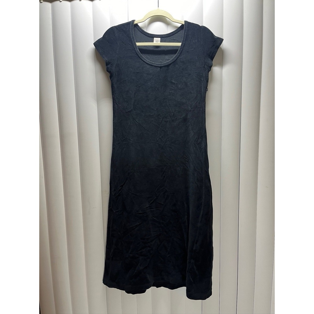 90s Y2K Calvin Klein Dress Womens Small Cotton Black Short Sleeve Sheath Goth
